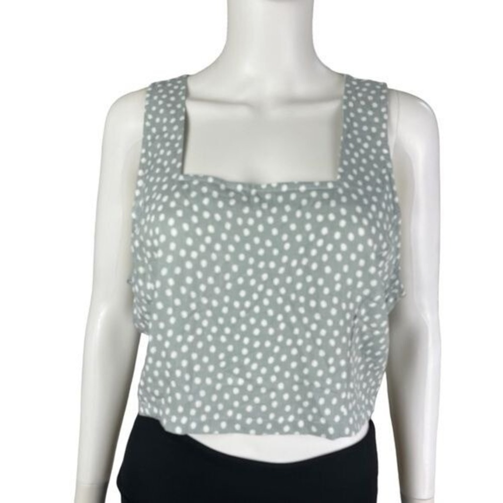 Thread & Supply Polka‎ Dot Smocked Crop Top Soft Girl Cottagecore Coquette XL